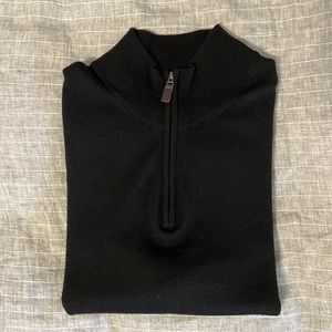 Black Joseph A. Bank 1/4 zip mock-neck merino wool sweater, size M
